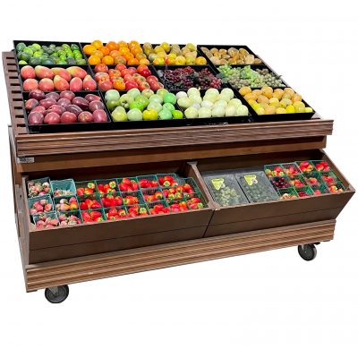 PRODUCE DISPLAY / 3 BINS / OAK